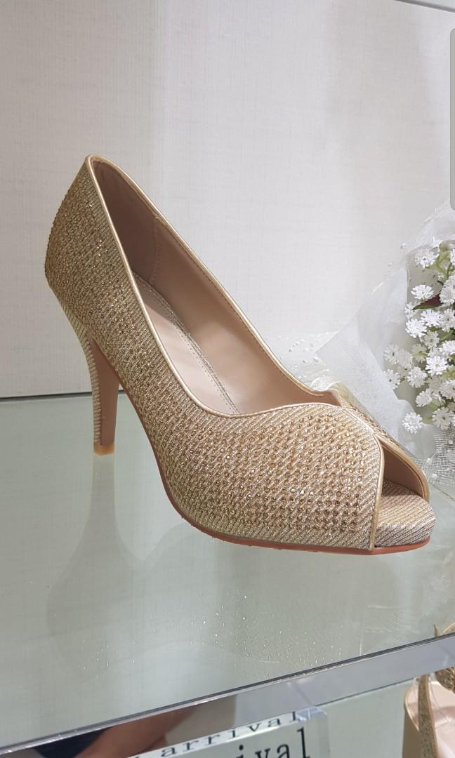 gold crystal heels