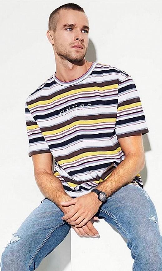 Guess ashton striped tee hot sale