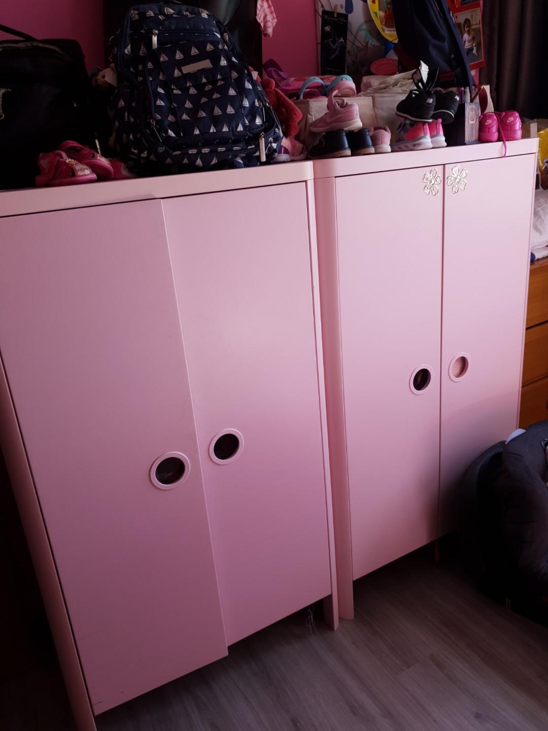 Ikea children's wardrobe pink color, Babies & Kids, Baby Nursery & Kids
