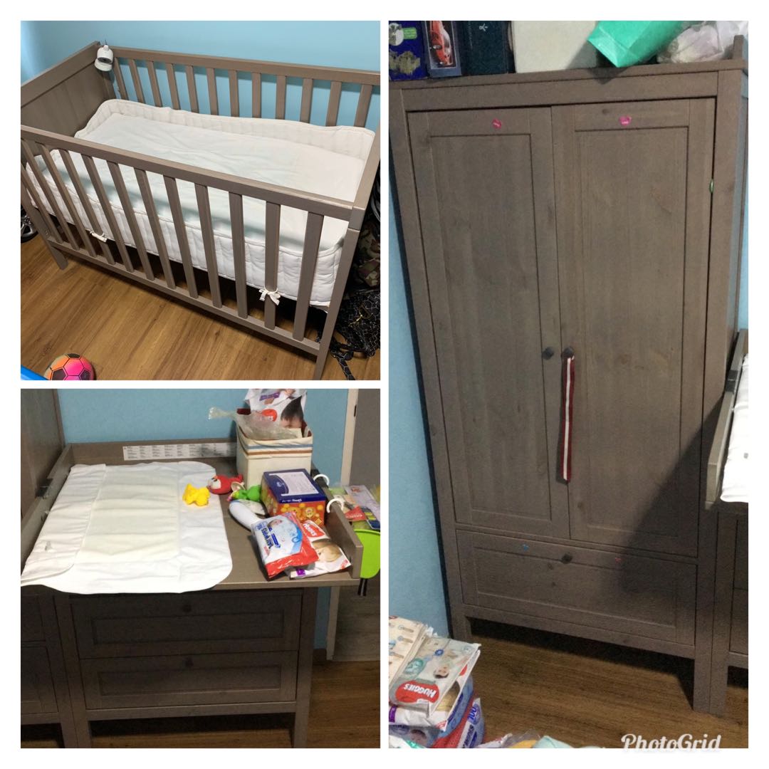 IKEA SUNDVIK changing table / wardrobe / cot, Furniture & Home Living