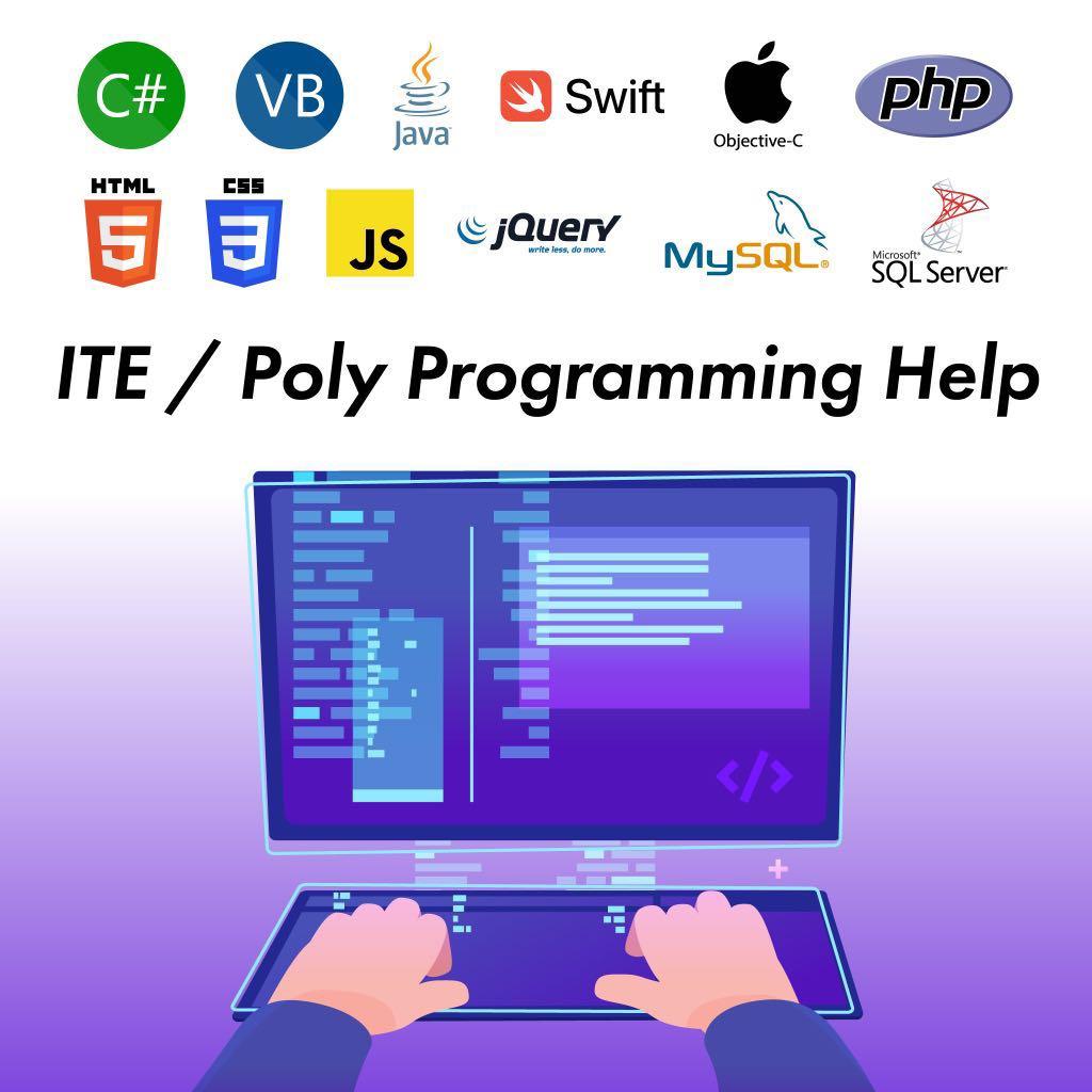 ITE / Poly Programming Help (Category: Laptops & Notebooks) located in Singapore. Submitted by programming.tutor (Listing ID 230567739, Image 1). Description: Calling all ITE and Poly students! Do you need help in programming? Or do you need your assignments done effortlessly? I offer advice/services to help complete your programming assignments starting from $20! I specialise in these programming areas: — Advanced — • C# and Visual Basic/VB.NET 