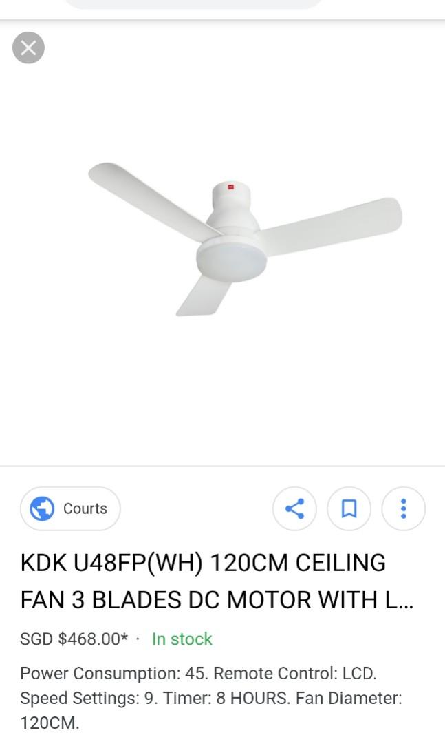 Kdk Ceiling Fan U48fp Home Appliances Cooling Air Care