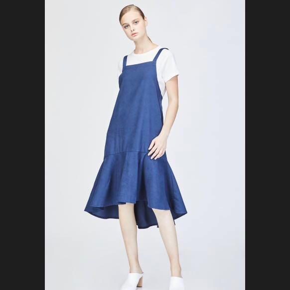 soft denim pinafore dress