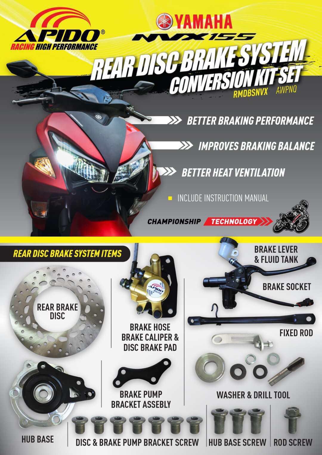 MODIFY REAR DISC BRAKE SYSTEM YAMAHA AEROX 155 NVX 155 V1, Motorcycles