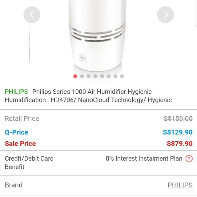 Philips Series 1000 Air Humidifier Hygienic Humidification HD4706