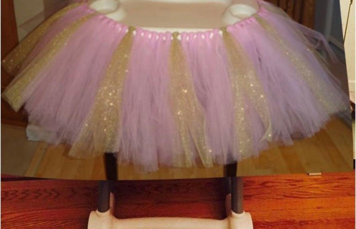 Pink High Chair Tulle Tutu Skirt Babies Kids Cots Cribs On