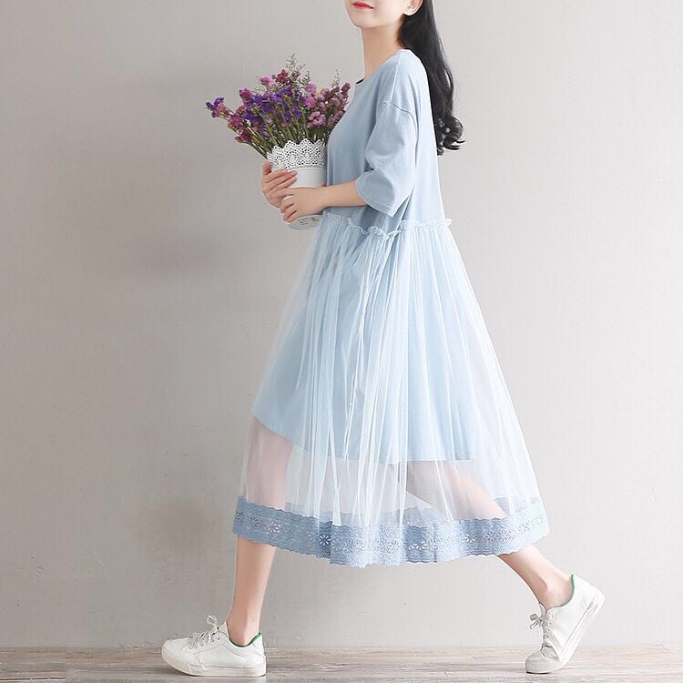 PRELOVED Dress Tutu Korea Blue Jual Rugi terusan rok baju Biru