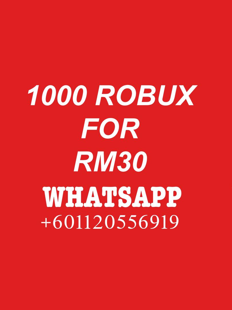 ROBUX FOR SALE !! 1k robux for RM30 (roblox)