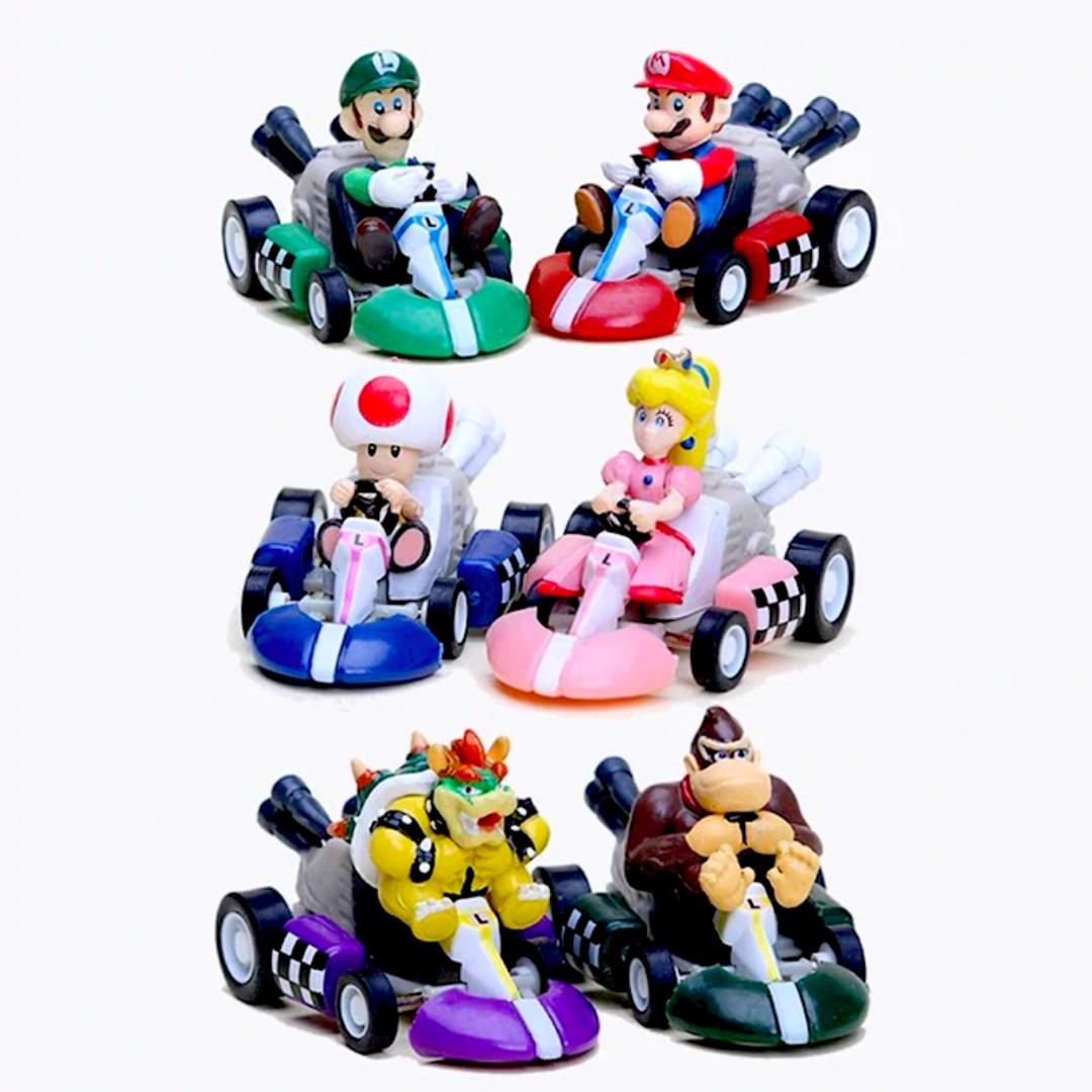 2pcs Super Mario Racing Kart Figure Model Bowser Mushroom Kawaii Cars Toys  - Railed/motor/cars/bicycles - AliExpress