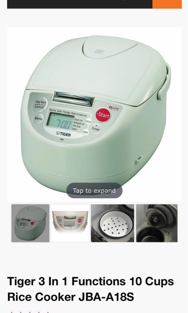 Tiger JBAA18S 3 In 1 Functions Rice Cooker (10 Cups or 1.8L), TV