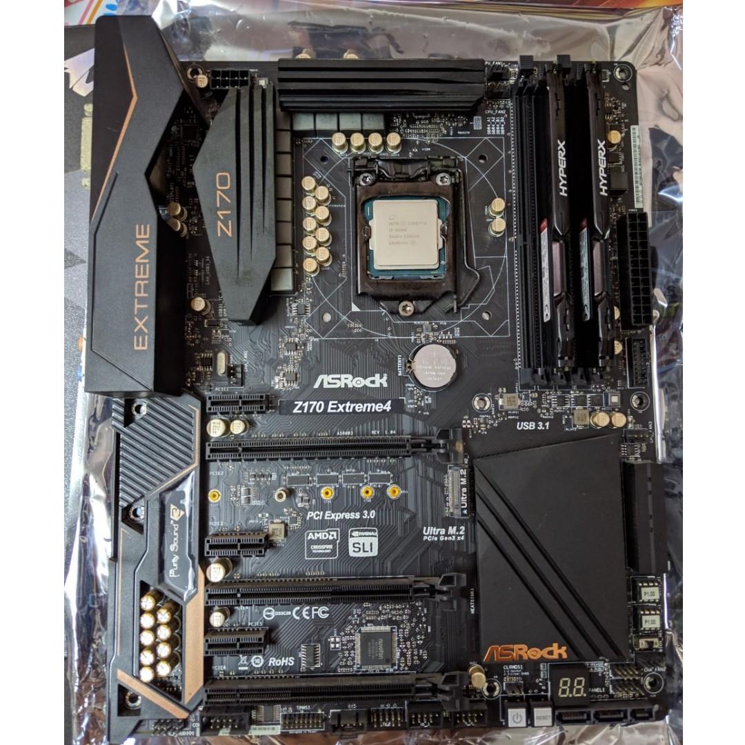 Used I5 6600k With Asrock Z170 Extreme 4 Mobo And 16gb Hyper X Ddr4 2400 Ram Combo Electronics Computer Parts Accessories On Carousell