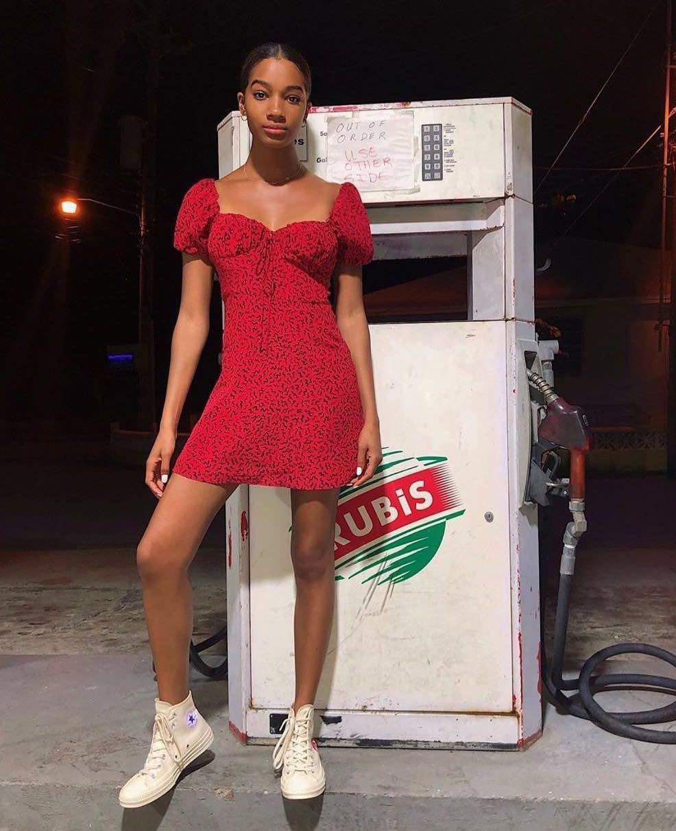 Venus red squiggle dress outlet