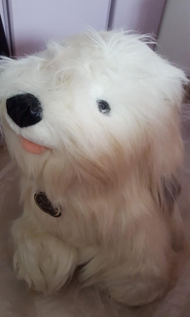 white fluffy dog toy