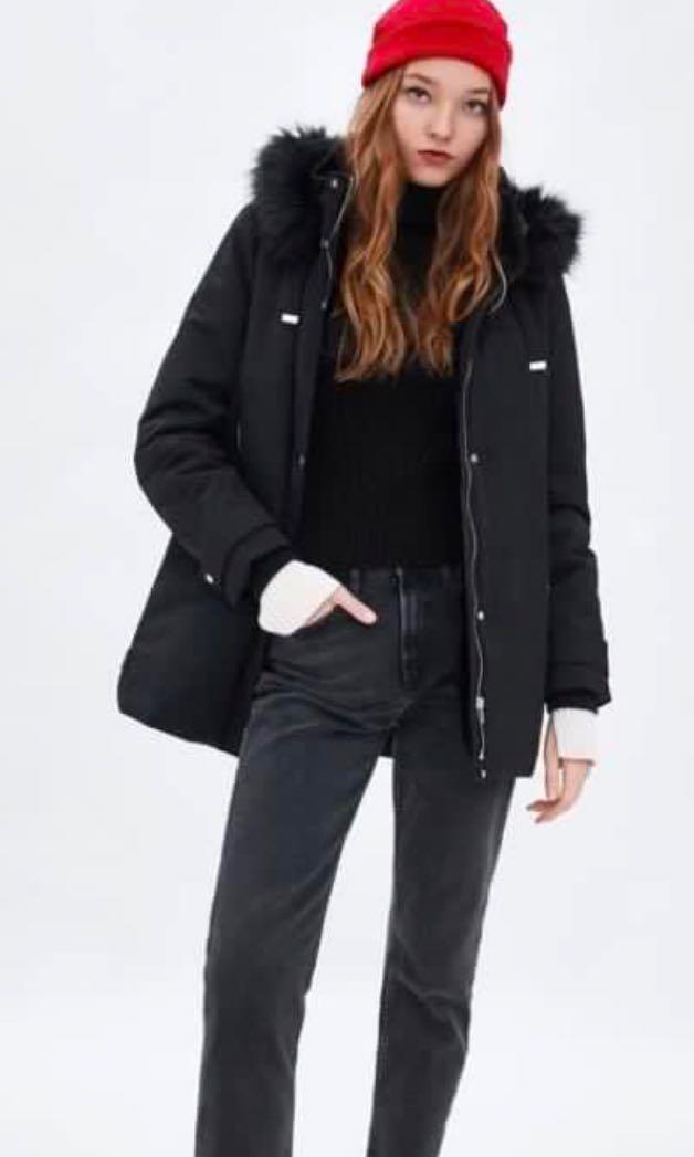 Zara Quilted Coat with detachable fur 