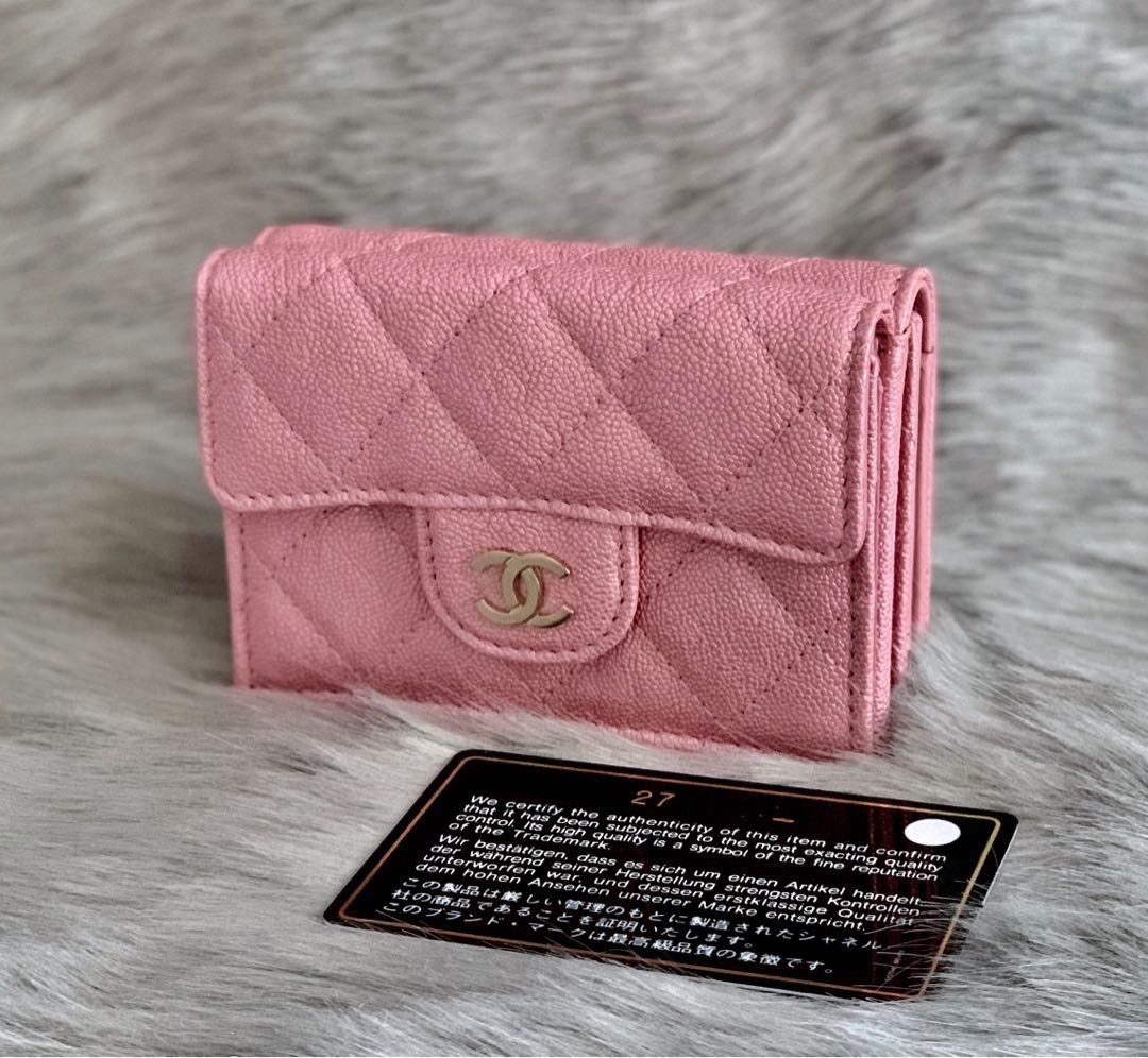 Chanel Iridescent Pink Classic Small Tri-fold Wallet 19S