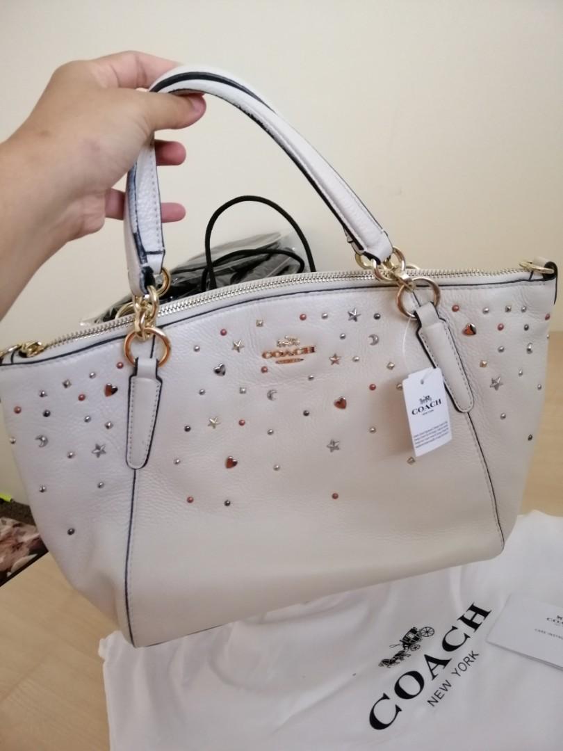 AUTHENTIC COACH SMALL KELSEY SATCHEL WITH STARDUST STUDS