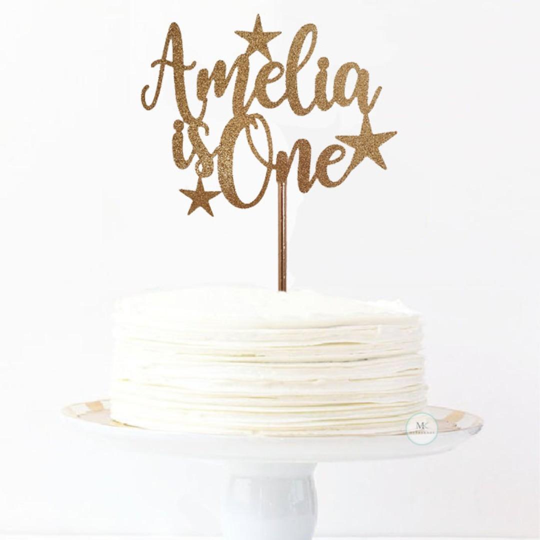 Glitter Rose Gold Customized Name Birthday Party Cake Topper Stars Customised Design Craft Others On Carousell