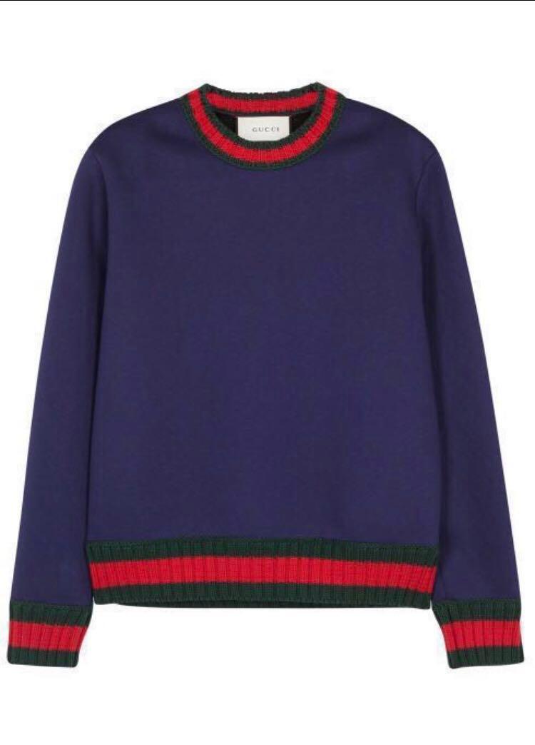 Gucci Pullover Navy Neoprene Sweater 