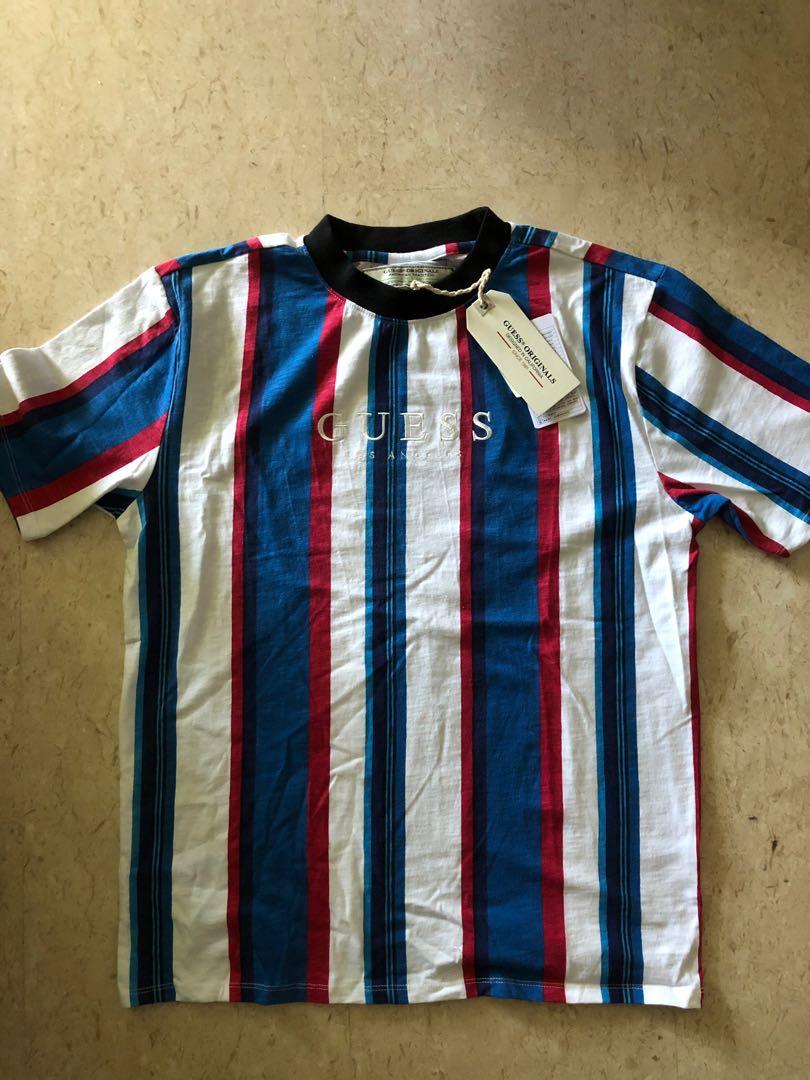 GUESS Go Sayer Stripe Snorkel Blue Men s Fashion Tops Sets Shirts on Carousell