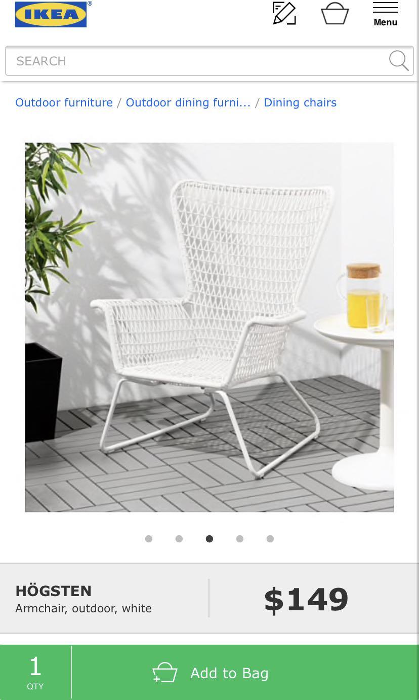 IKEA Hogsten highback chair with armrests, Furniture & Home Living