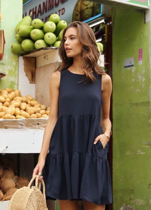 navy babydoll dress
