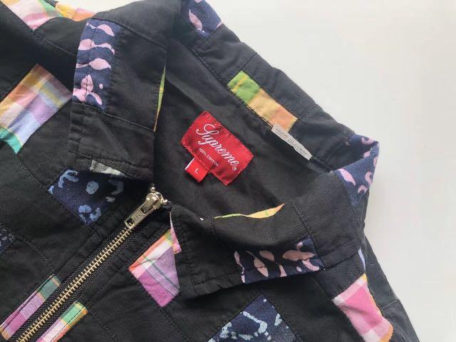 supreme patchwork zip up shirt