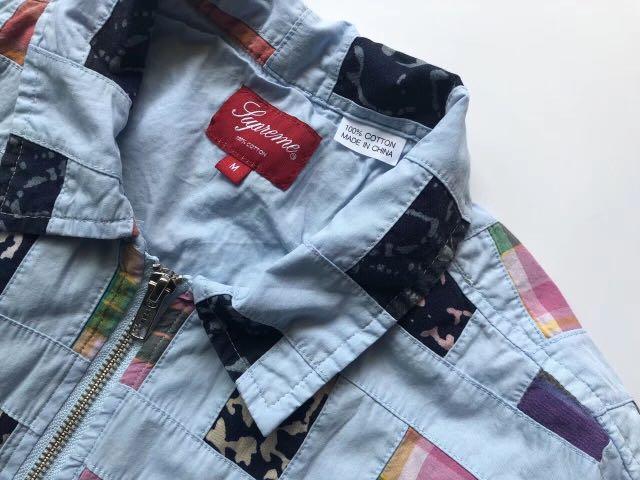 supreme patchwork zip up shirt