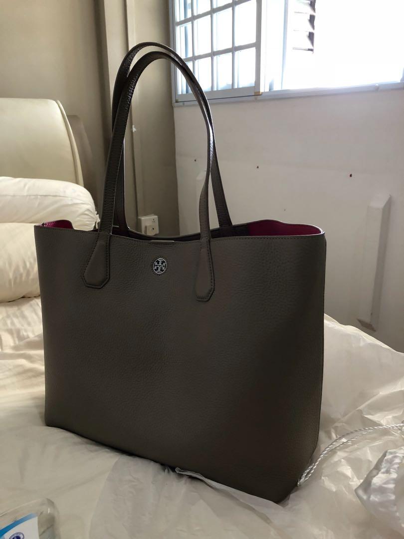 Tory Burch Perry Tote in French Gray Luxury Bags Wallets on