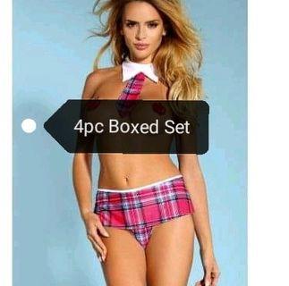 New Boxed Naughty Tartan School Girl Uniform Set includes Pasties