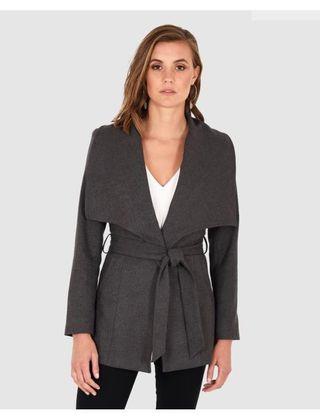 Forcast Sandra Wrap Coat- Charcoal Grey RRP $130 almost brand new