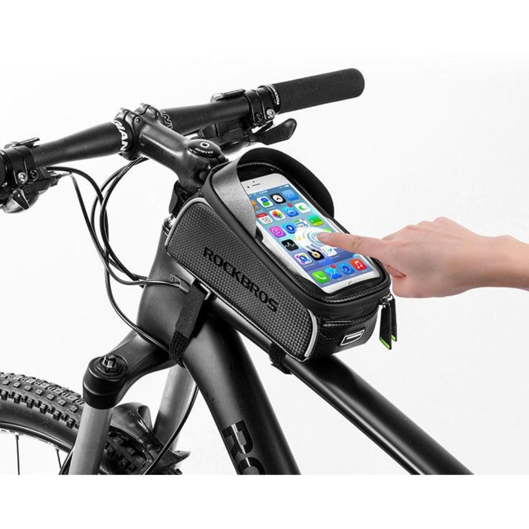 New RockBros 6.0'' TouchScreen MTB & Road Bike Waterproof Reflective Front  Tube Cycling Bag Phone Case, Sports Equipment, Bicycles & Parts, Parts &  Accessories on Carousell