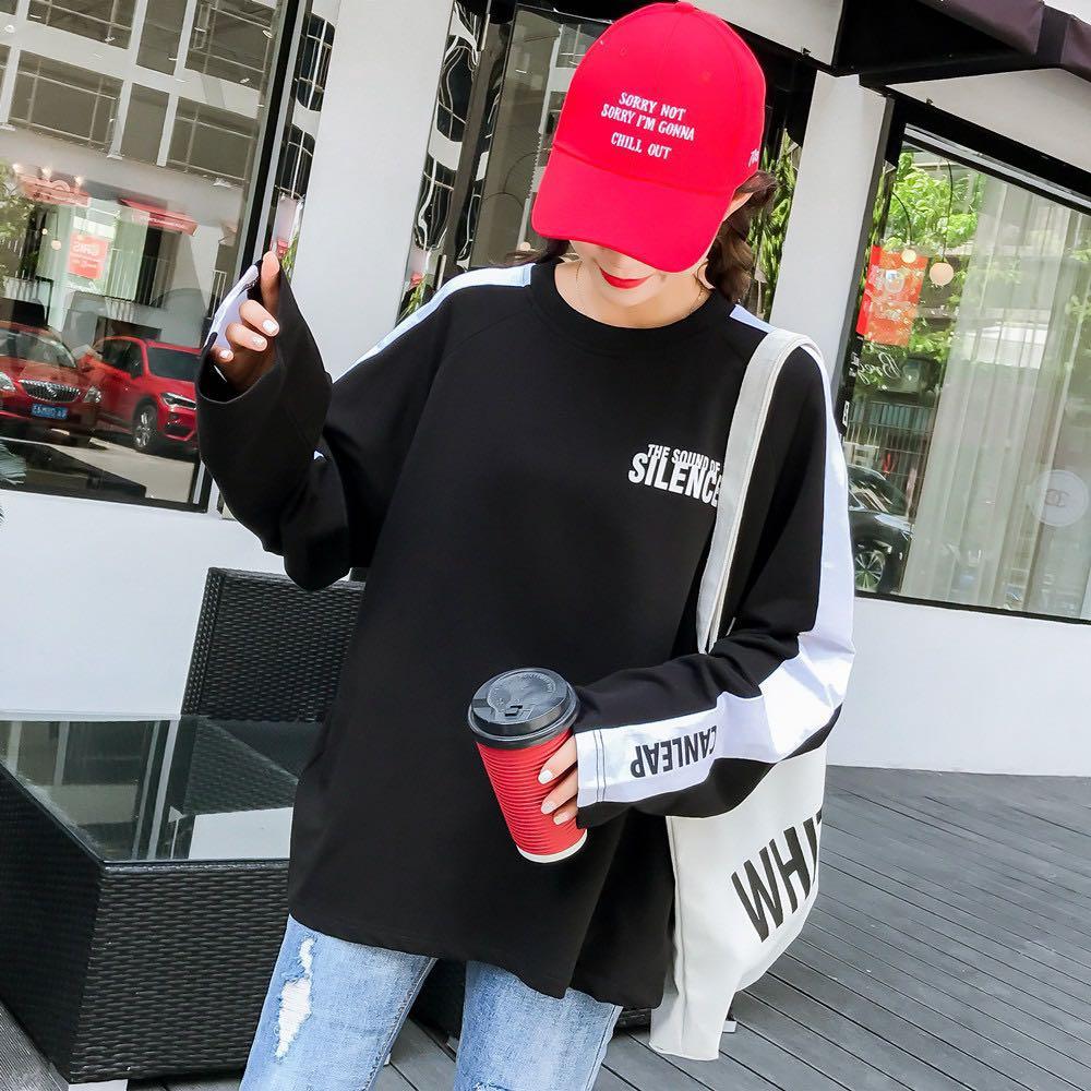 215 2 COLOURS black white ulzzang vintage pullover hypebeast streetwear long sleeved shirt jacket hoodie Women s Fashion Tops Longsleeves on Carousell