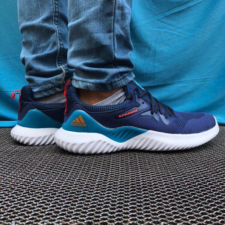 Adidas Alphabounce V1 Blue Men s Fashion Footwear Sneakers on