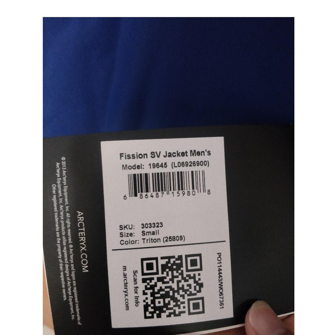 Arc'teryx FISSION SV JACKET MEN'S size S New arcteryx, 男裝, 外套