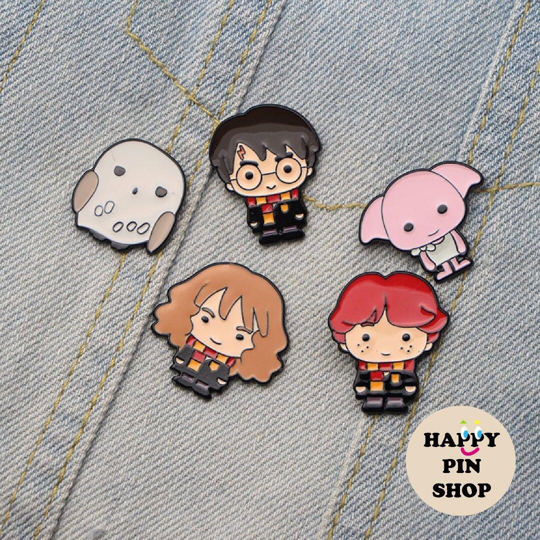 Avail Harry Potter Chibi Enamel Pins Harry Ron Hermione Hedwig Harrys Owl Dobby 9030