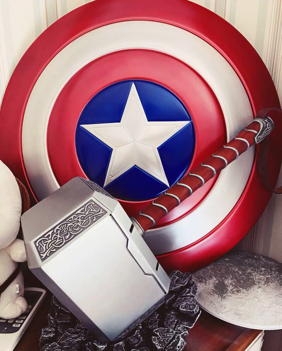 Captain America Shield Hammer Of Thor 1 1 Alloy Mjolnir Thor Ragnarok Marvel Avengers Movie Cosplay Home Deco Toys Games Bricks Figurines On Carousell