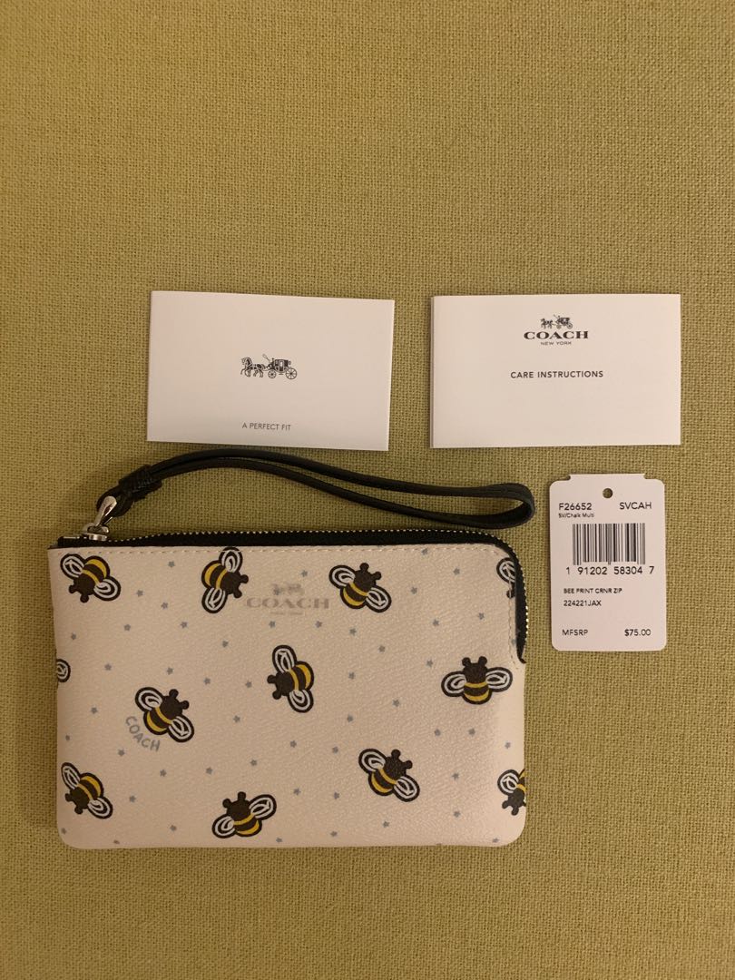 Coach Bee Wristlet, Women's Fashion, Bags & Wallets, Clutches on Carousell