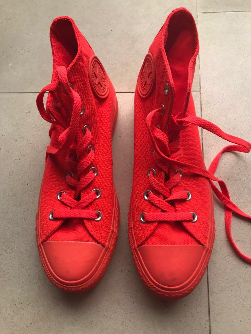 neon orange platform converse