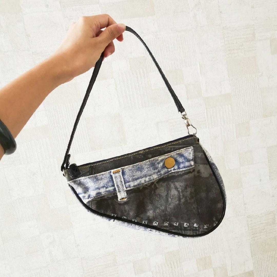 Dior Saddle Bag In Printed Denim Luxury Bags Wallets Handbags