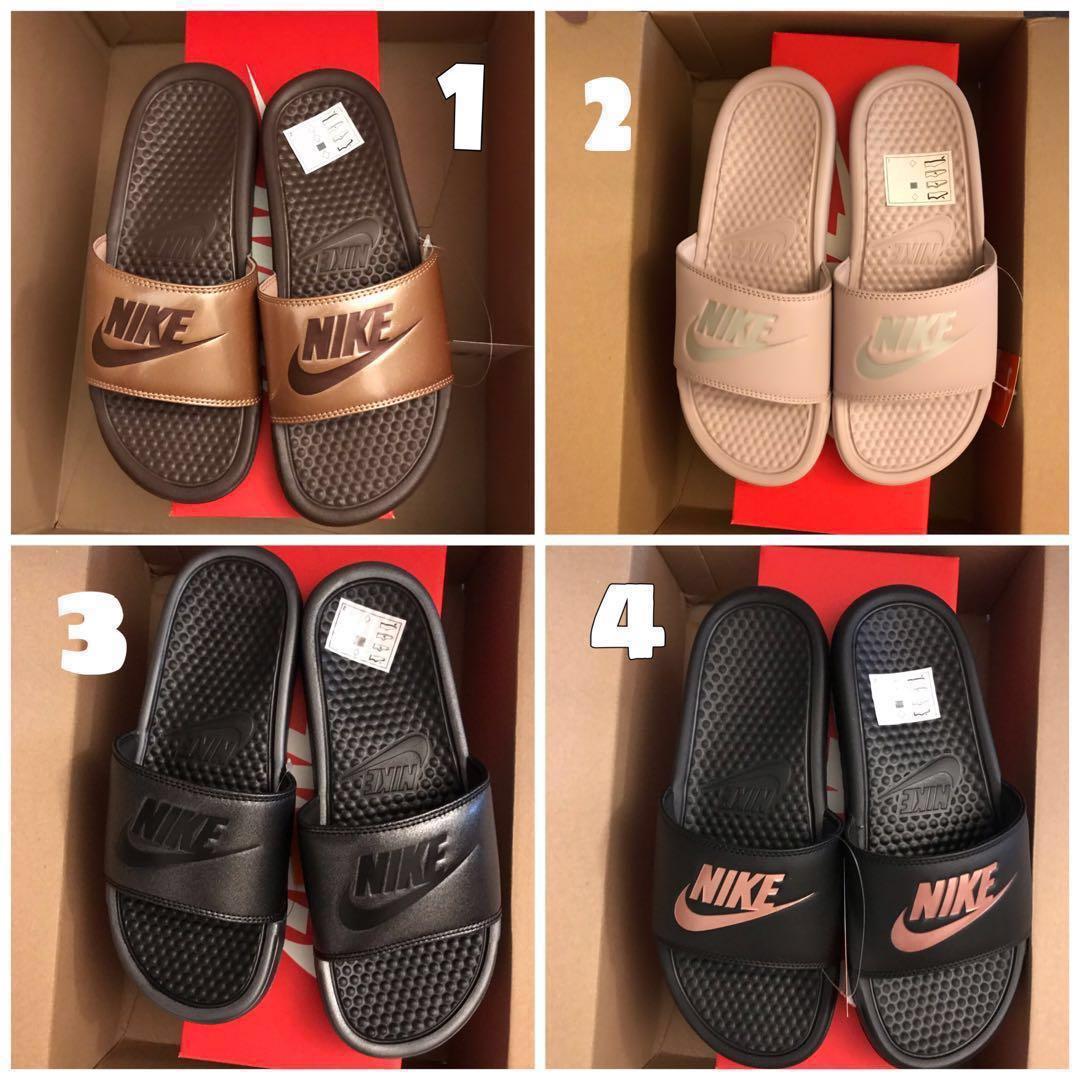 PRICE REDUCED - UP $45]EU 38/39/40.5 Nike Benassi Slides exclusive designs  women, Women's Fashion, Shoes, Flats \u0026 Sandals on Carousell