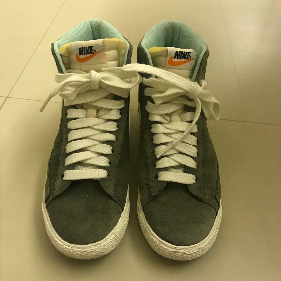 green suede nike high tops