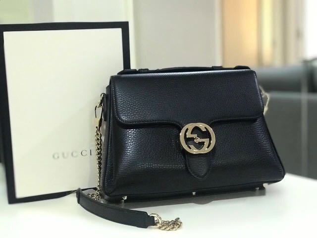 gucci interlocking leather bag black