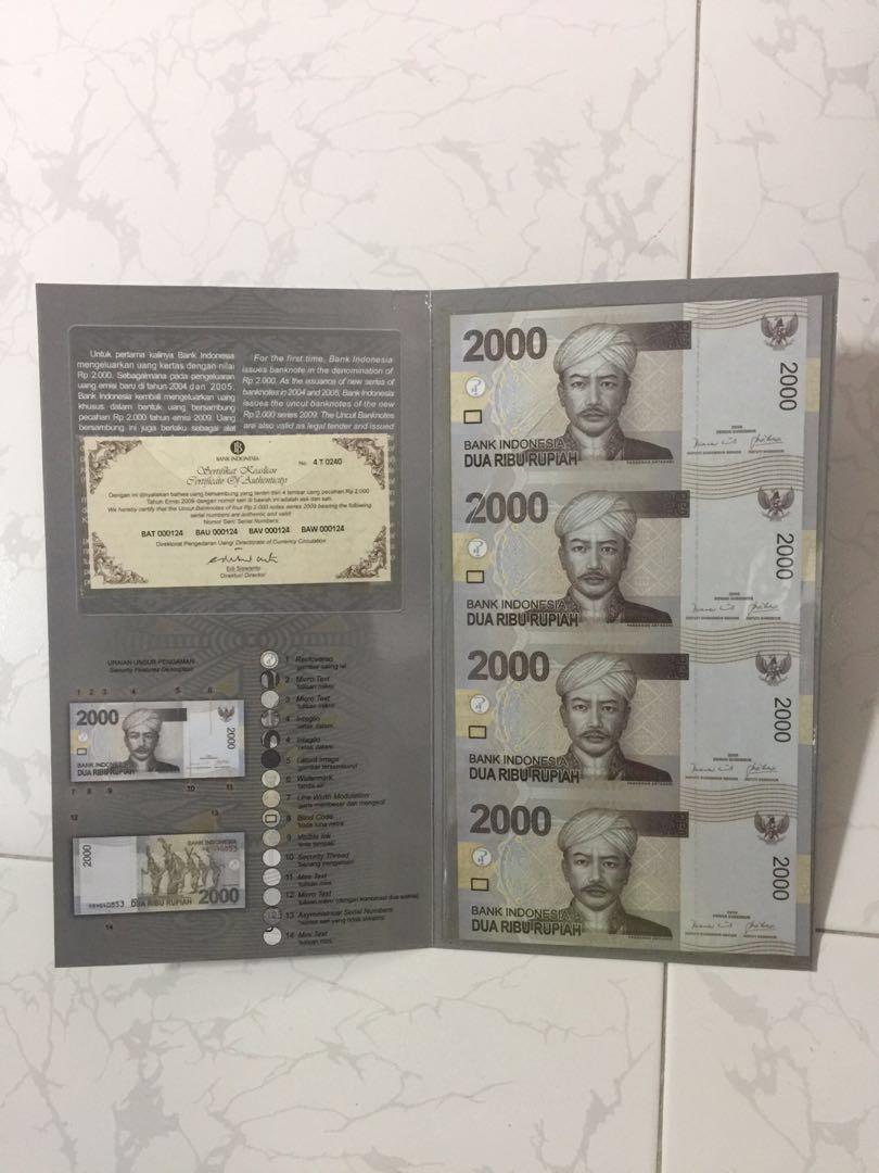 Indonesia Banknotes, 2,000 Rupiah, Limited Edition (1,600sets Uncut x4 ...