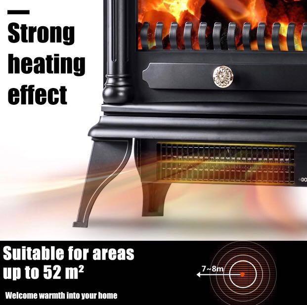 Leisure Zone Portable Electric Fireplace Stove Freestanding Fireplace Heating Stove Indoor Heater With Log Burner Flame 1850w Black Design Craft Others On Carousell