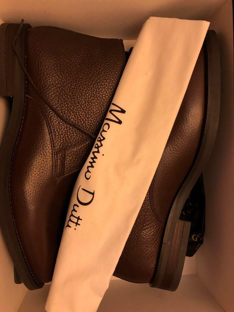 Massimo Dutti Brown Nappa Leather Safari Boots, Men's Fashion 