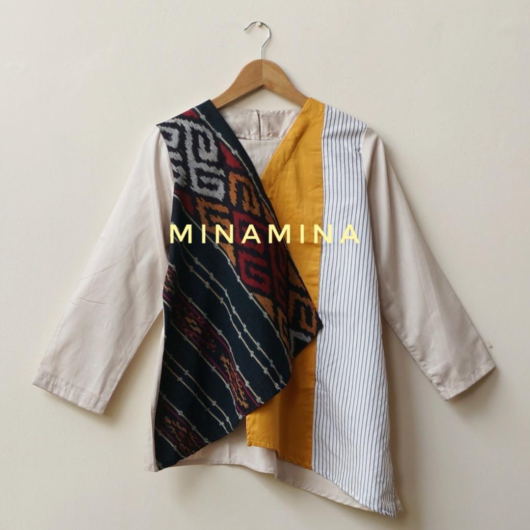 New Baju Atasan Wanita Kombinasi Tenun Ikat Stylish Top Modern T Dpa Yellow Olshop Fashion Olshop Wanita Di Carousell