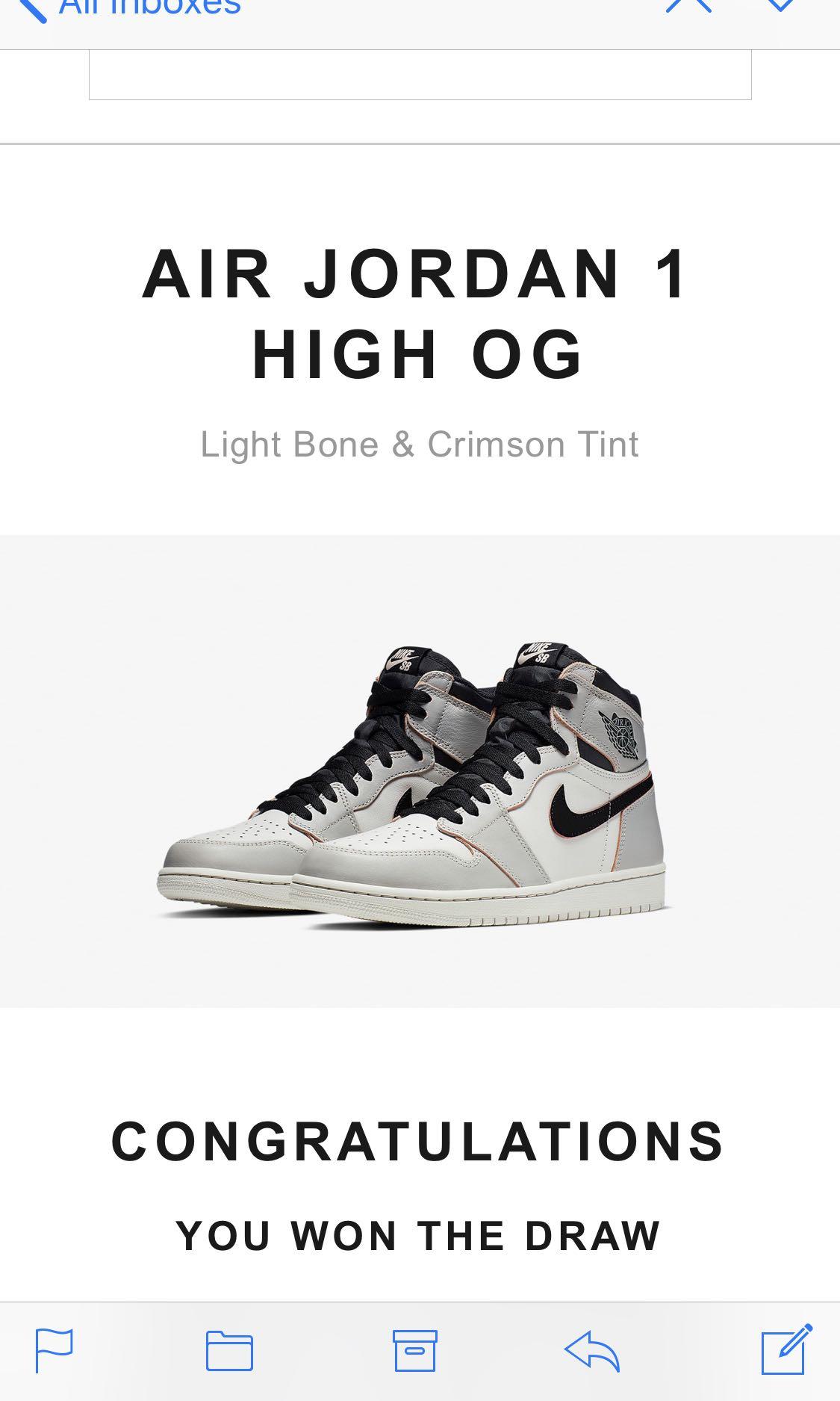 Air jordan 1 high og top light bone & crimson tint