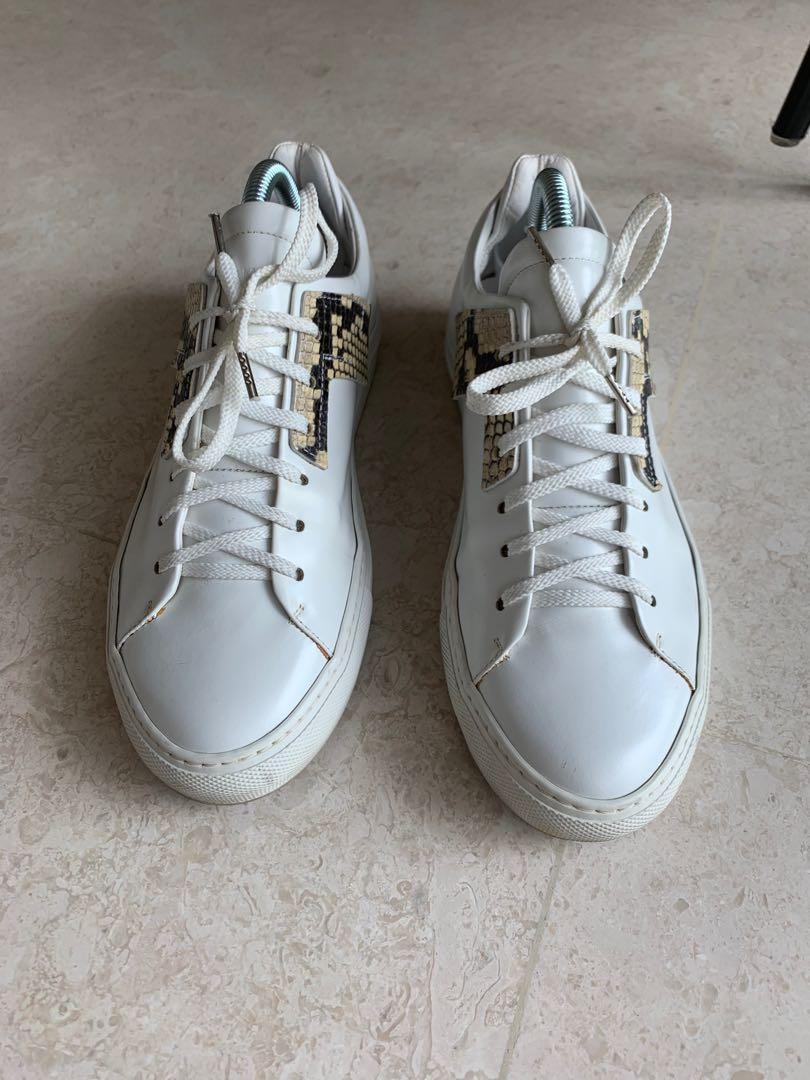 White online snakeskin sneakers