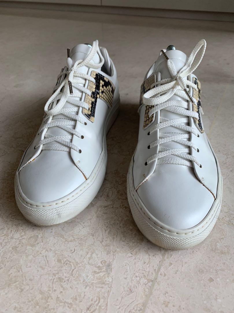 White online snakeskin sneakers
