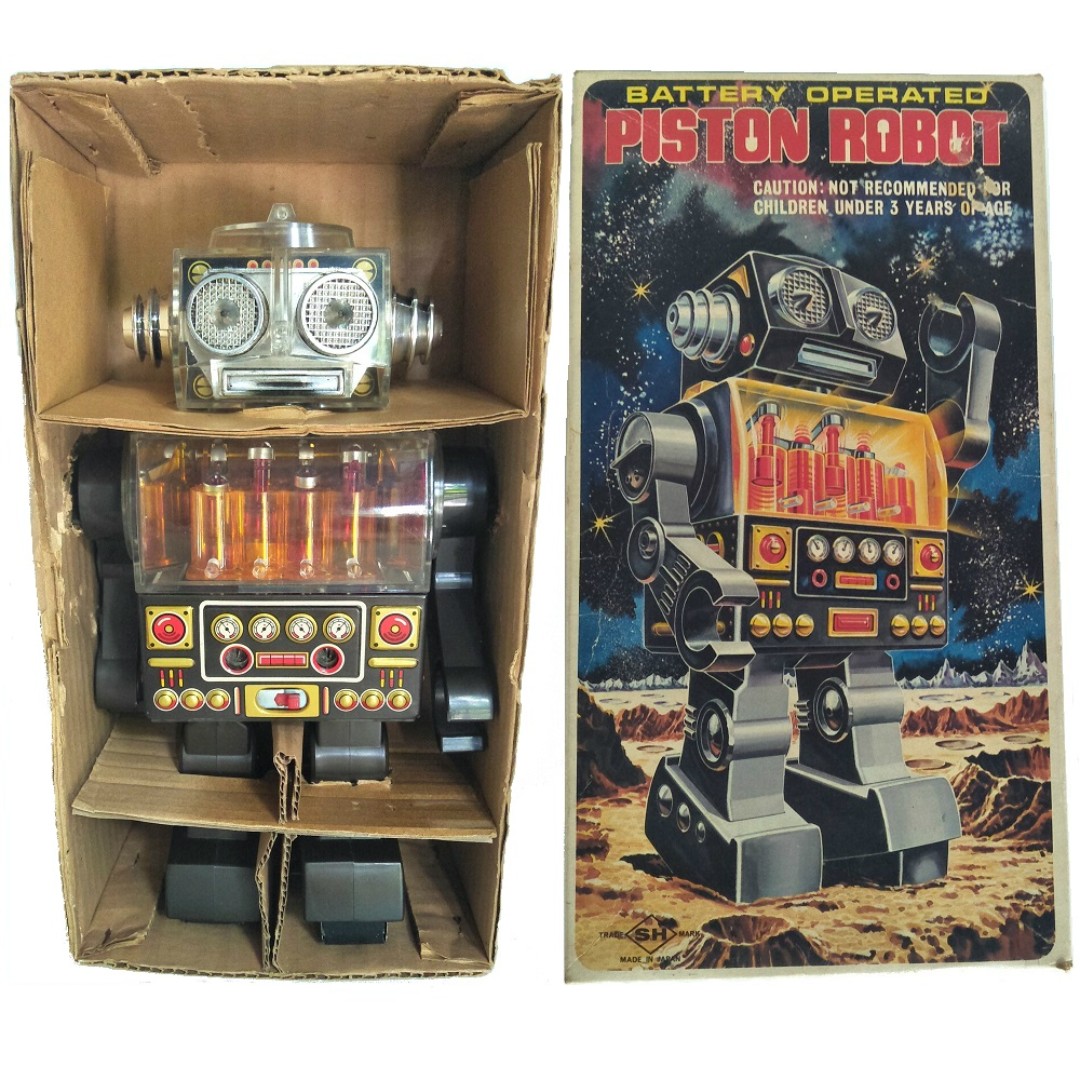 Piston Robot Vintage Advertising 2" X 3" Fridge Japanese Toy Locker Magnet 